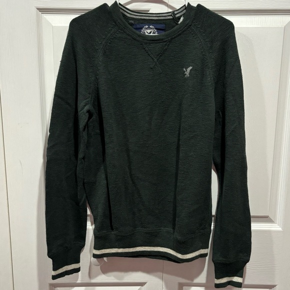 AMERICAN EAGLE Men’s Knit Long Sleeve Crewneck Sweater Top -forest green, size S - Picture 1 of 4